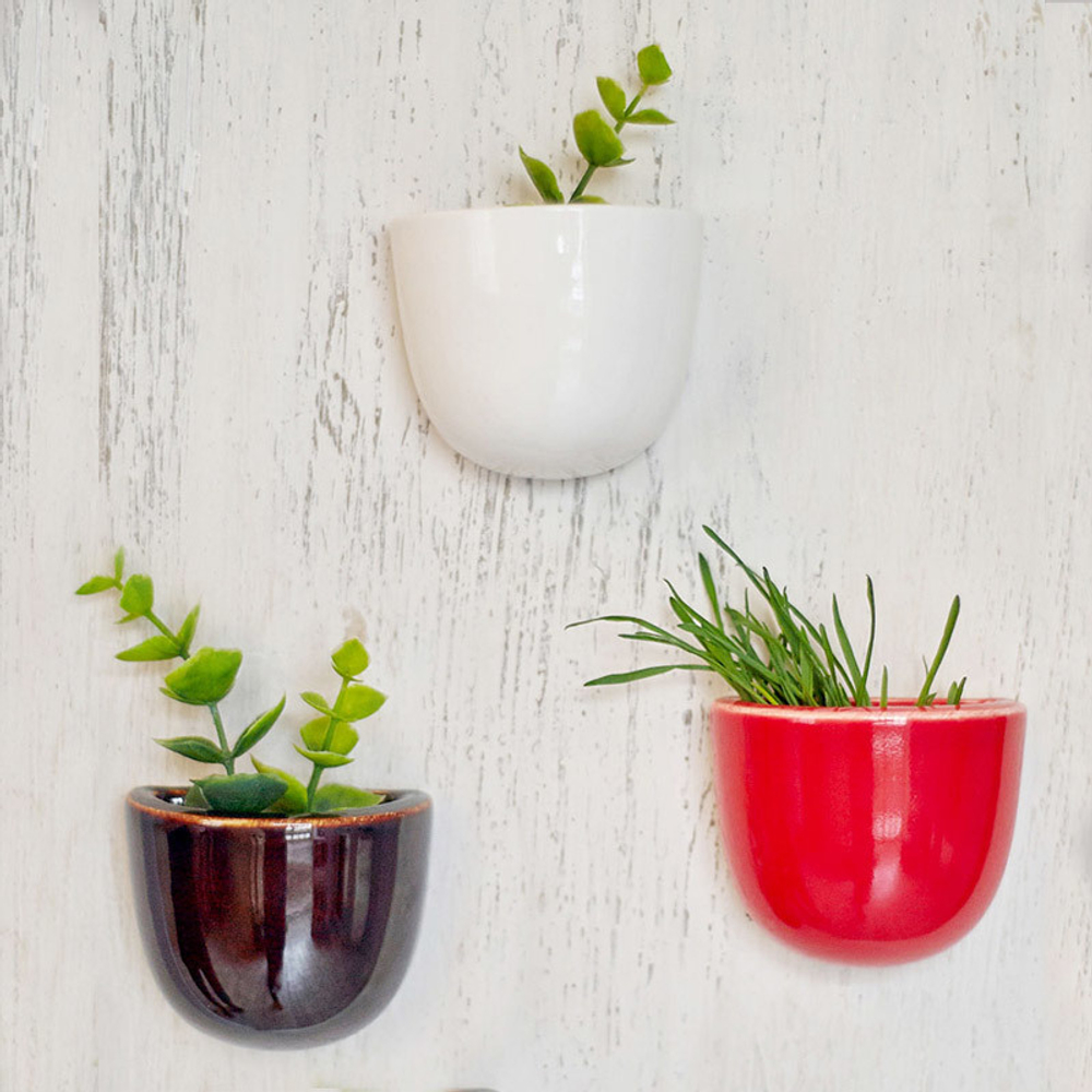 Набор мини-кашпо pocket красный,белый,черный