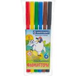 Фломастеры 6 цветов Centropen Пингвины, смываемые