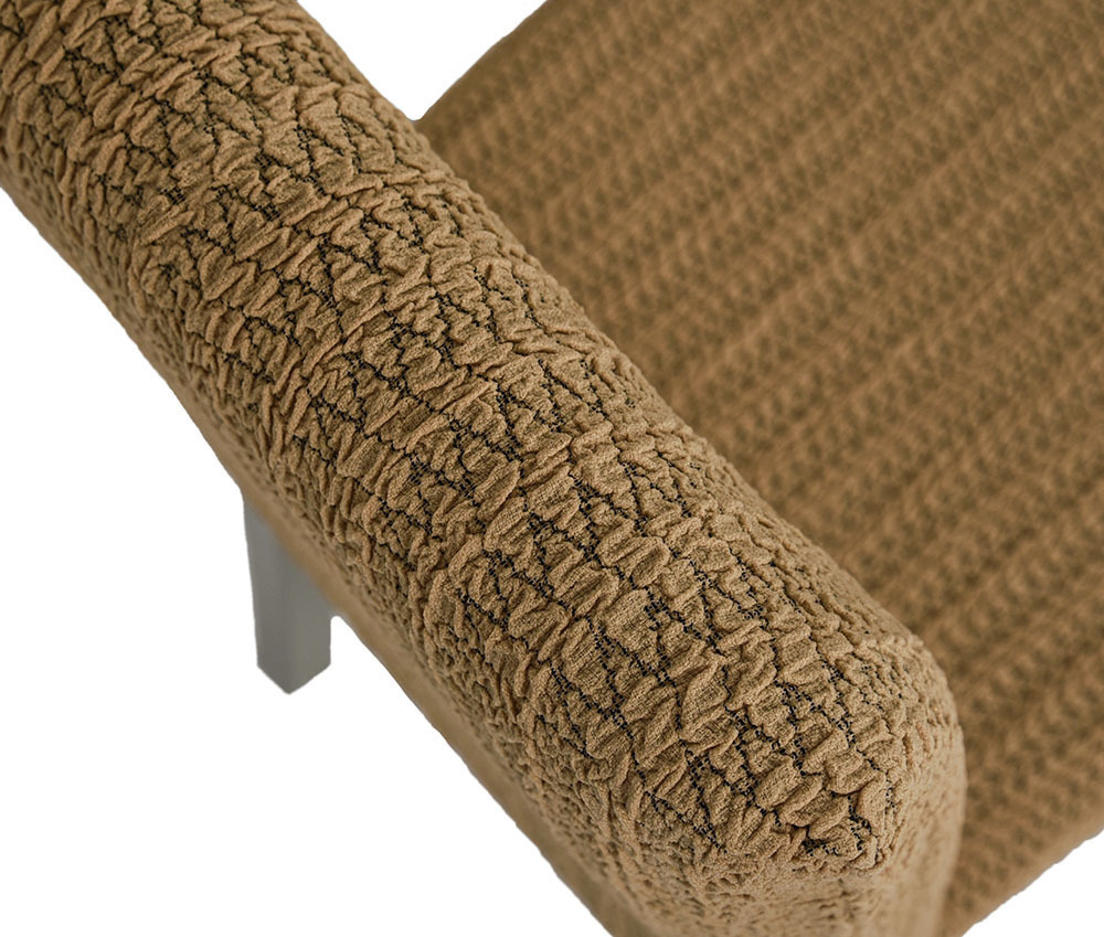 Чехол на стул без оборки Зигзаг, цвет Медовый, Набор 6 шт.