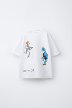 ZARA X DYLAN´S T-SHIRT CLUB ФУТБОЛКА С ИЛЛЮСТРАЦИЕЙ SPACE JAM™ & ©, БЕЛЫЙ