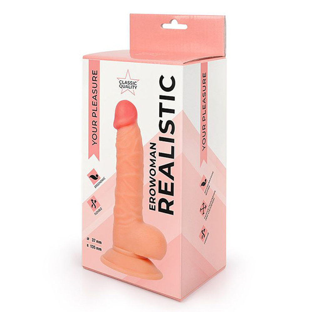 Телесный реалистичный фаллоимитатор 19,5см Bior Toys Erowoman-Eroman ER-30064