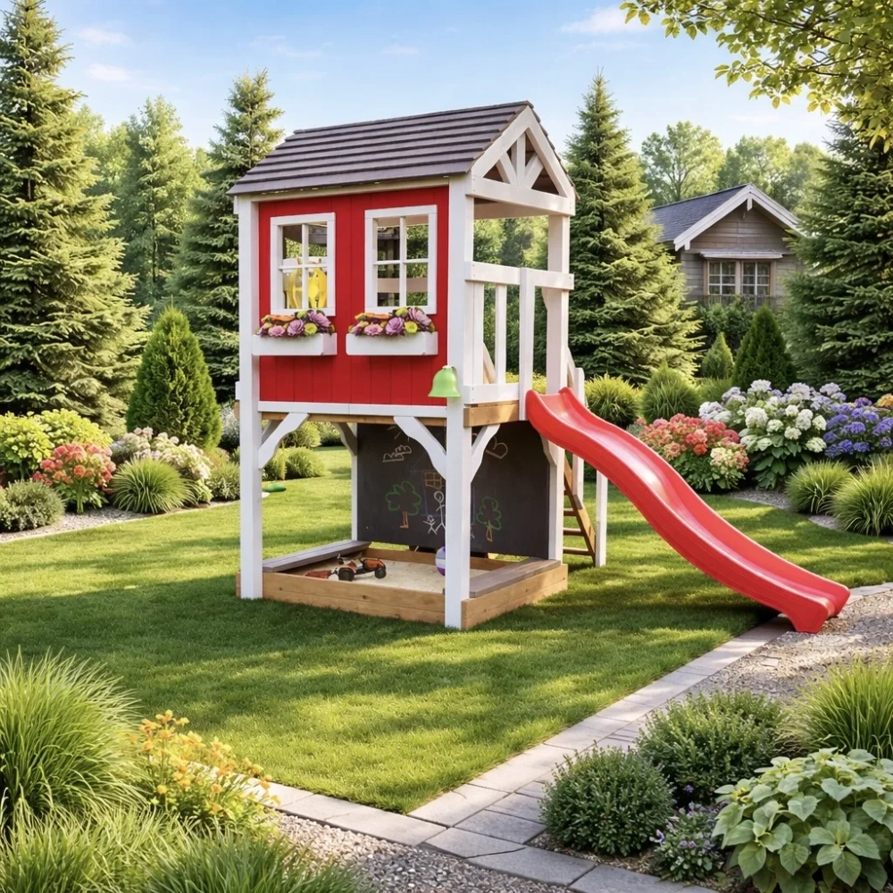 Детский домик с горкой "Прованс"