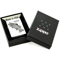 Зажигалка серебристая матовая Zippo Black Bass с покрытием Brushed Chrome