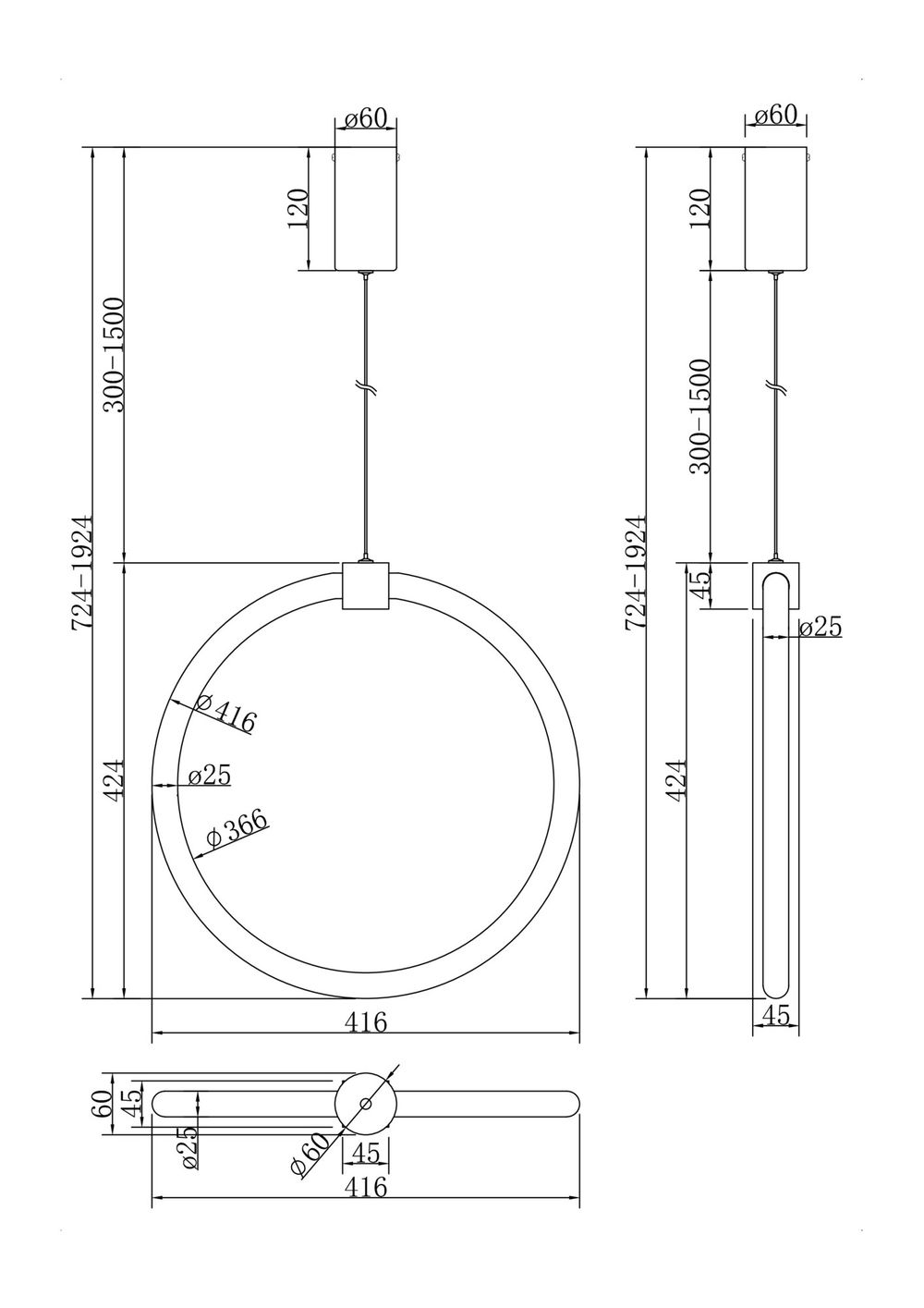 Подвесной светодиодный светильник Maytoni Anillo MOD315PL-L20CH3K