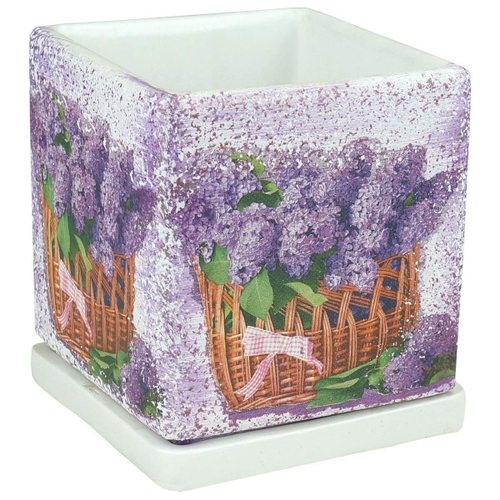 КАШПО САДЫ АУРИКИ СИРЕНЬ КУБИК ГИПС V-2,4Л,B-15СМ,H-17СМ ФИОЛЕТОВЫЙ
