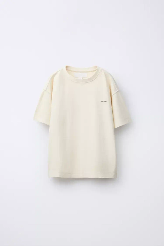 ZARA ФУТБОЛКА С НАДПИСЬЮ, ЭКРЮ