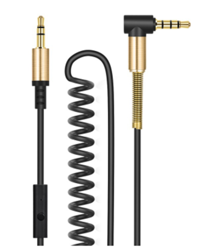 Кабель Hoco UPA02 AUX Spring Audio с микрофоном (3.5mm) на (3.5mm) 200см силиконовый (черный)