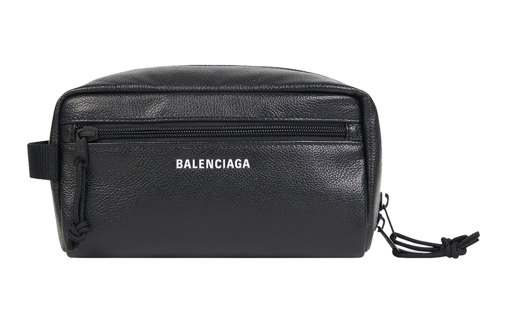 Balenciaga Explorer Grain Calfskin Clutch Toiletry Bag Regular Men"s Black