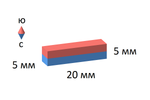 Неодимовый магнит прямоугольный 20х5х5 мм