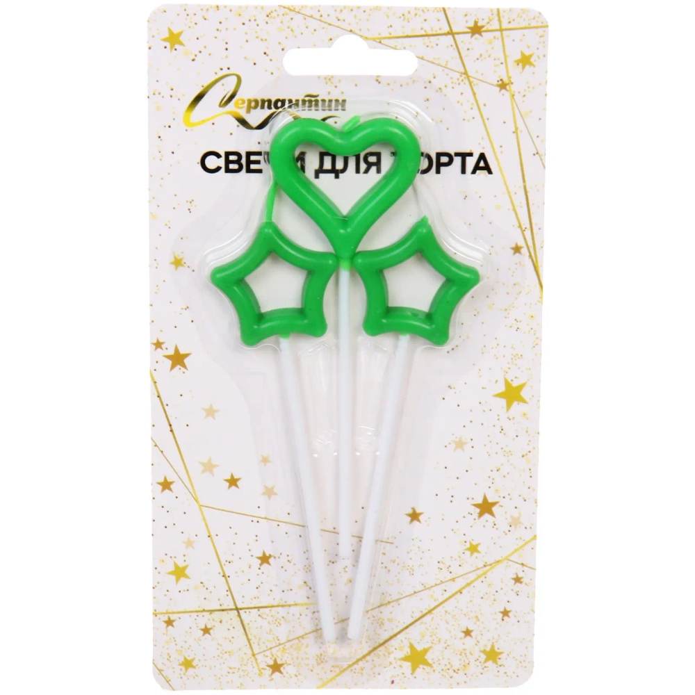 Свечи в торт «Загадай желание» 3шт. 10 См, зеленый