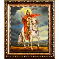 Святой Саркис. Икона на холсте.
