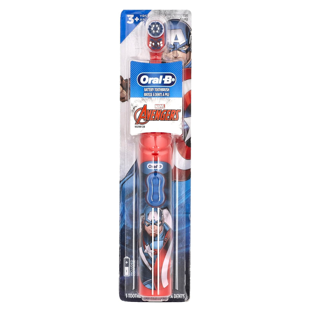 Oral-B, Зубная щетка на батарейках, мягкая, для детей от 3 лет, Marvel Avengers, 1 зубная щетка