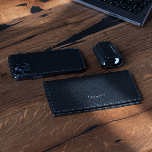 Чехол-накладка для iPhone 12 Pro Max из кожи черного теленка