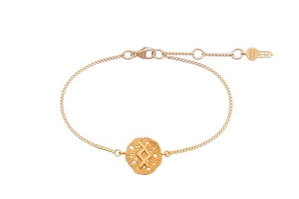 Браслет с руническим медальоном-амулетом Ингуз на цепочке, позолота