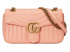 Сумка через плечо Gucci GG Marmont с матовой отделкой персиковый