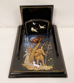 Подставка для блока для записей ручной росписью Палех "Охотник"