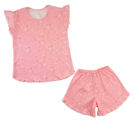 Пижама 614/66 звездочки, кружочки на розовом