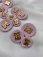 Пуговицы текстильные розовые с золотом