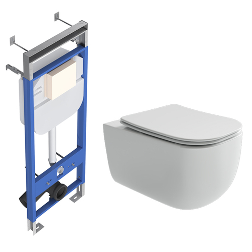 Комплект подвесной безободковый унитаз Ceramica Nova Noel CN3013 с сиденьем микролифт + инсталляция Creto Standart 1.1