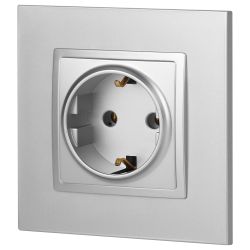 14-2101-03 ЭРА Розетка 2P+E Schuko, 16A-250В, IP20, Эра Elegance, алюминий