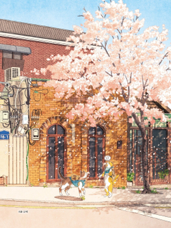 Two cats and a walk, Four Seasons. Coloring book (Korea)