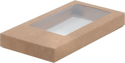 Коробка для плитки шоколада с окном крафт 16х8х1,7 см