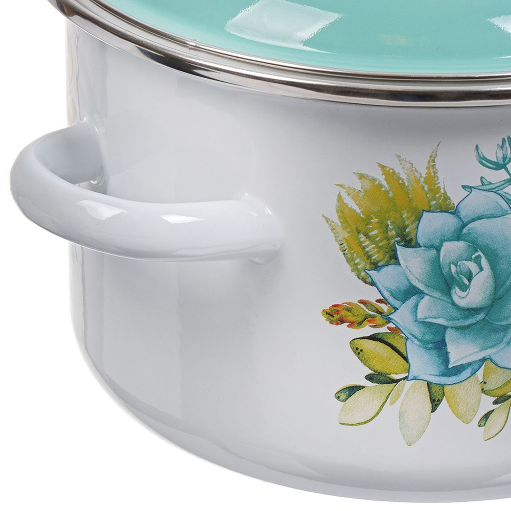 Кастрюля сталь, эмал, 3 л, с крыш, крышка сталь, СтальЭмаль, Монантес, 6RD181M, белоснежная, индукц