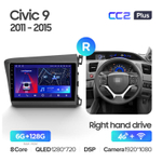 Teyes CC2 Plus 9" для Honda Civic 9 2011-2015 (прав)