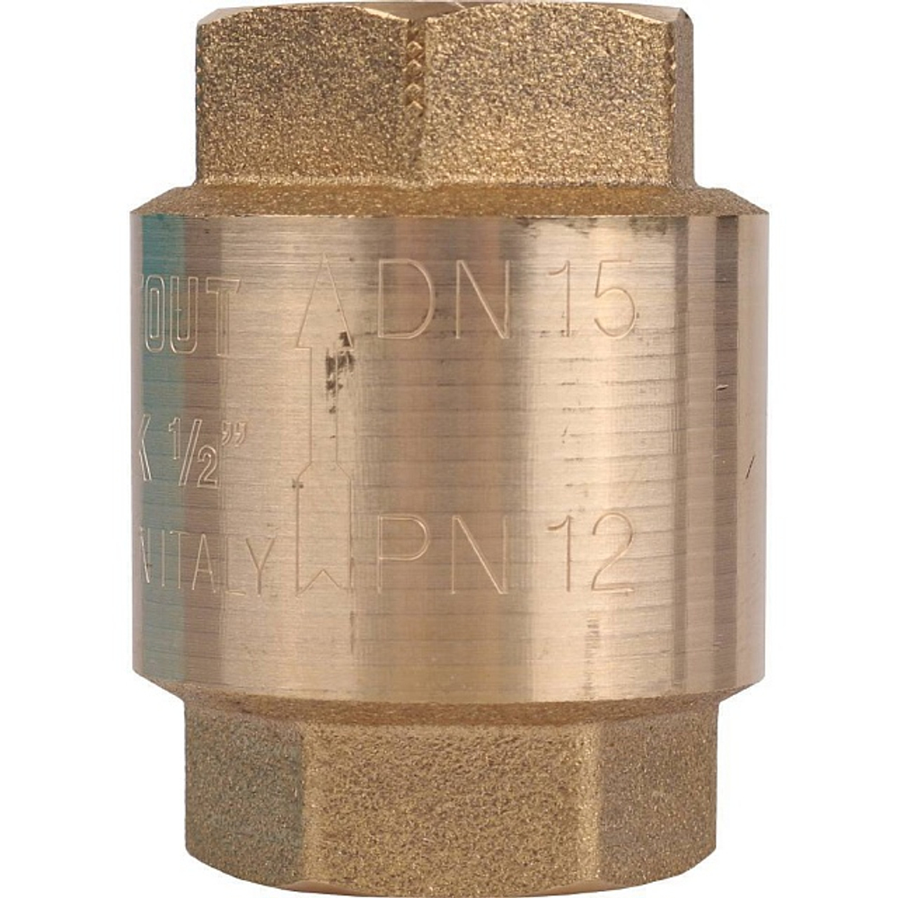 Клапан обратный STOUT - 1/2" (ВР/ВР, PN12, Tmax 100°C, затвор пластиковый)