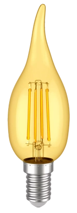 Лампа светодиодная CB35 свеча на ветру золото 7Вт 230В 2700К Е14 серия 360° IEK LLF-CB35-7-230-30-E1