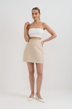 Юбка мини со стежкой бежевого цвета