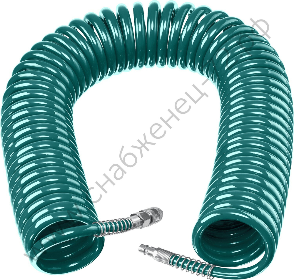 KRAFTOOL 20 м, 8 х 12 мм, 15 бар, воздушный спиральный шланг с фитингами рапид (06590-20)