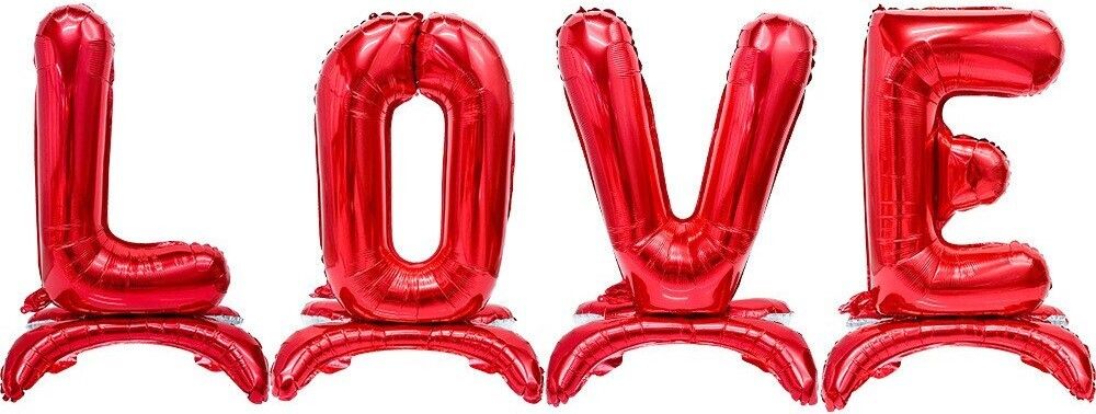 Шары буквы на подставках "Love" красный 32" / 81 см (Falali) (воздух) 