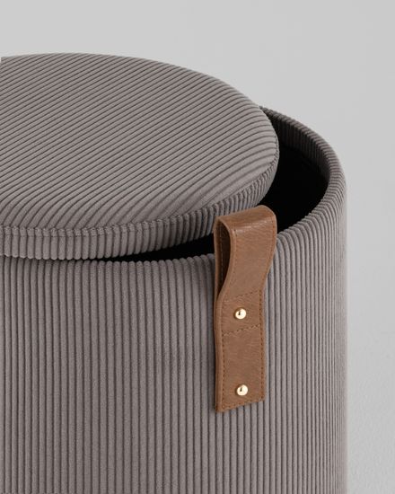 Пуф Руни XS с ящиком вельвет тёмно-серый