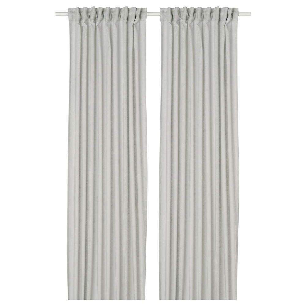 IKEA SILVERLÖNN  (ИКЕА СИЛВЕРЛÖНН)  -  Шторы, 2 шт, на ленте/светло-серые, 145x300 см
