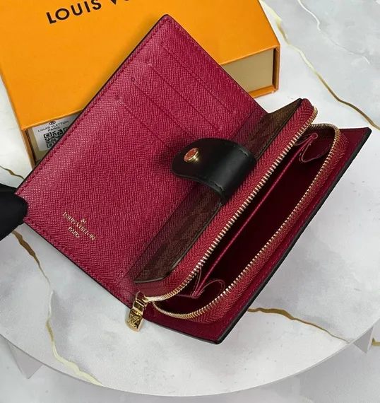 Мини-кошелек Louis Vuiton Portefeuille Juliet Damier Crème, красный