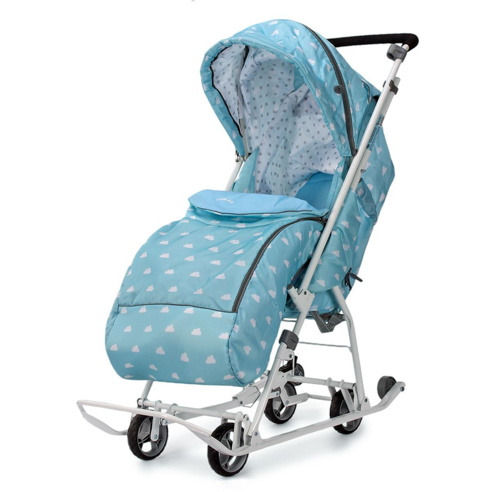 Санки-коляска "Наши Детки 3-1К" с облачками голубой