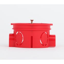 Коробка установочная ЭРА KUTS-68-42-s-red красная 68х42мм усиленная для твердых стен саморезы стыковочные узлы IP20 | Коробки монтажные установочные для твердых стен