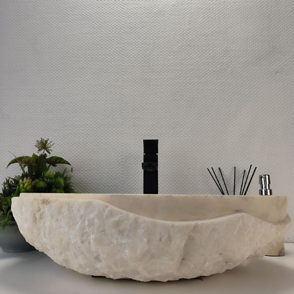 Раковина из оникса Oval White Marmo Wave OO-62704 58*38*15