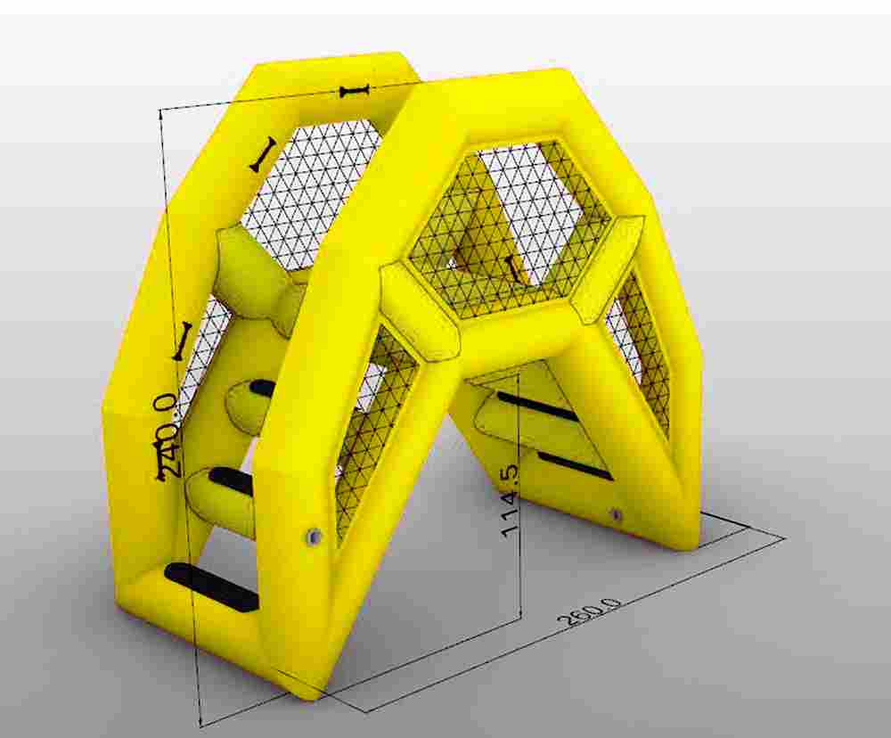 Надувная мини-лестница для бассейна из ПВХ, жёлтый, 2,6*1,4*2,4 м