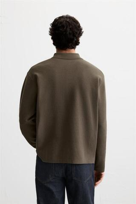 ZARA ПОЛО ИЗ СМЕСОВОЙ ВИСКОЗЫ, КОРИЧНЕВЫЙ