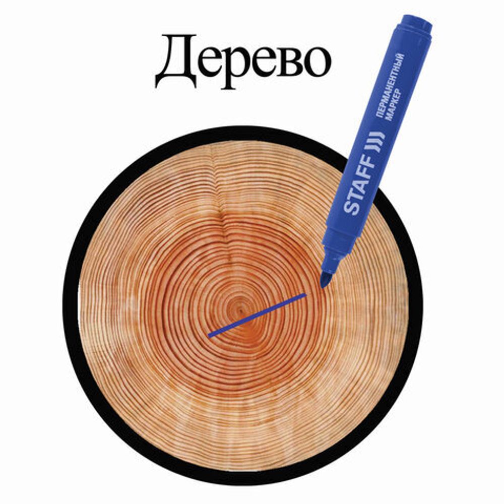 Маркер перманентный (нестираемый) STAFF "Basic" PM-733, СИНИЙ, круглый наконечник, 2,5 мм, 150732