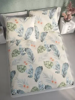 Постельное белье Полисатин Мечта "Tropic" 2-спальное Наволочка 50х70 см 2 шт Простынь на резинке 160x200 см Пододеяльник 175x215 см