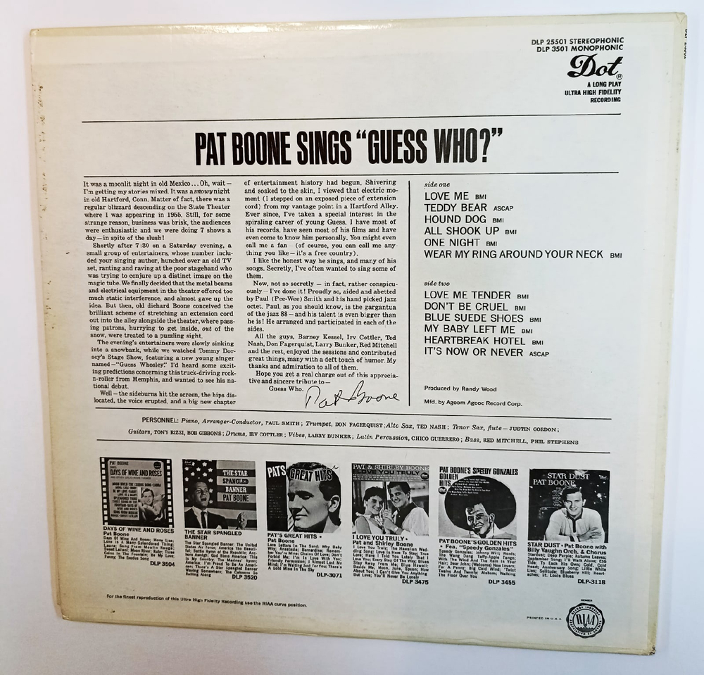 Pat Boone Pat Boone Sings Guess Who  (US 1963)
