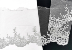 Вышивка на сетке, ЛЕВАЯ, 21 см, серая , (Арт: VS-1013), м