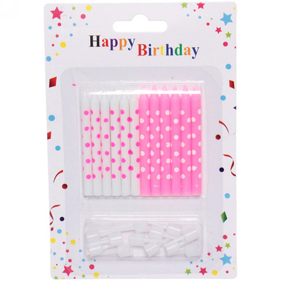 Свечи для торта «Горошек» , 12 шт, 6 см, розовый