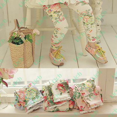 Леггинсы детские с принтами цветов