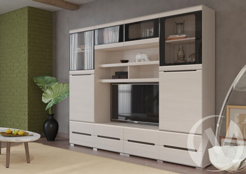 Гостиная Эколь (сандал светлый/сандал светлый) Вариант №2