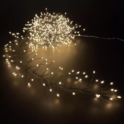 Светодиодная нить кластер 960 теплых белых ламп, 6 м., 24В, 8 режимов, таймер, черный провод, LUCA (85409)