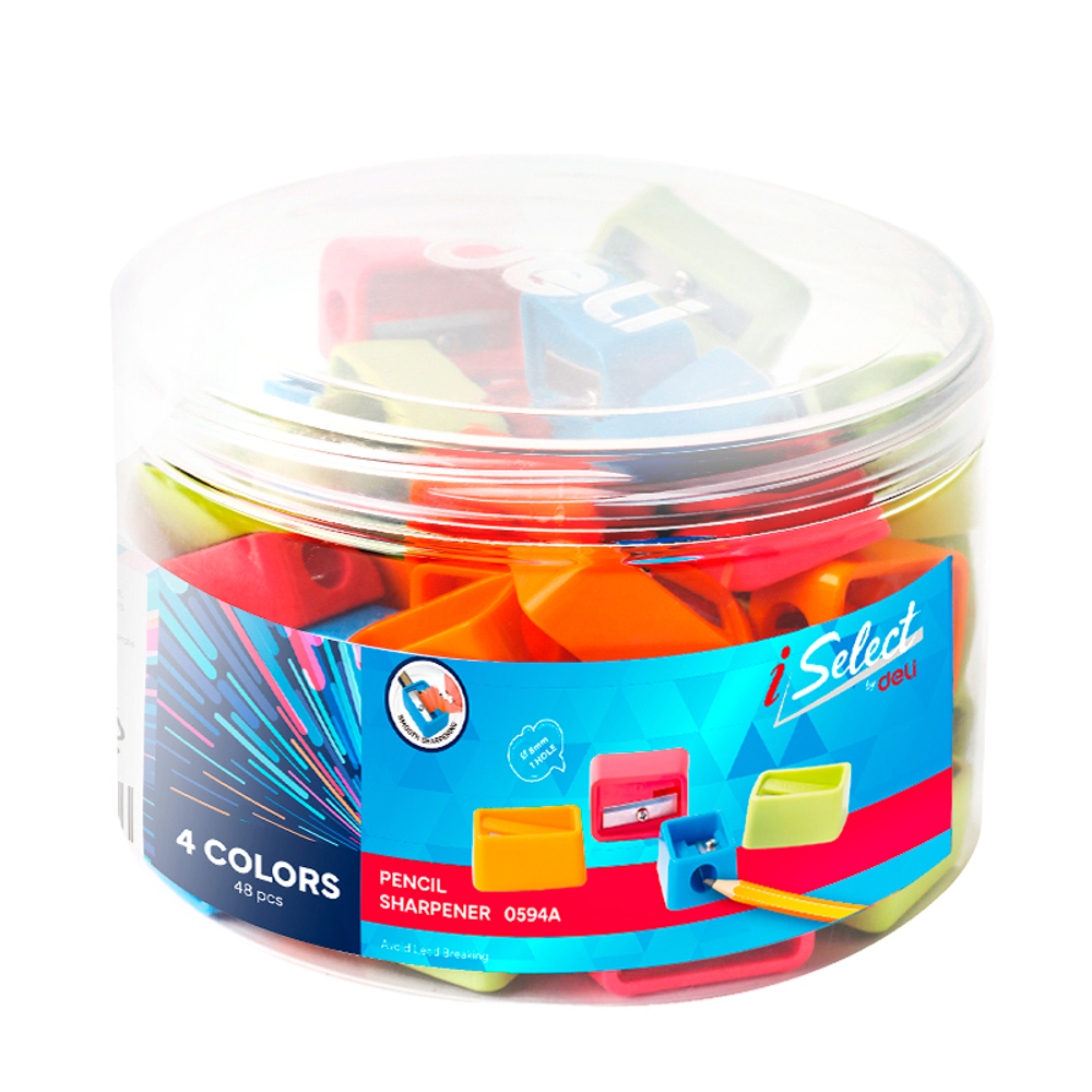 Точилка DELI "i Select" пластиковая, 1 отделение, ассорти